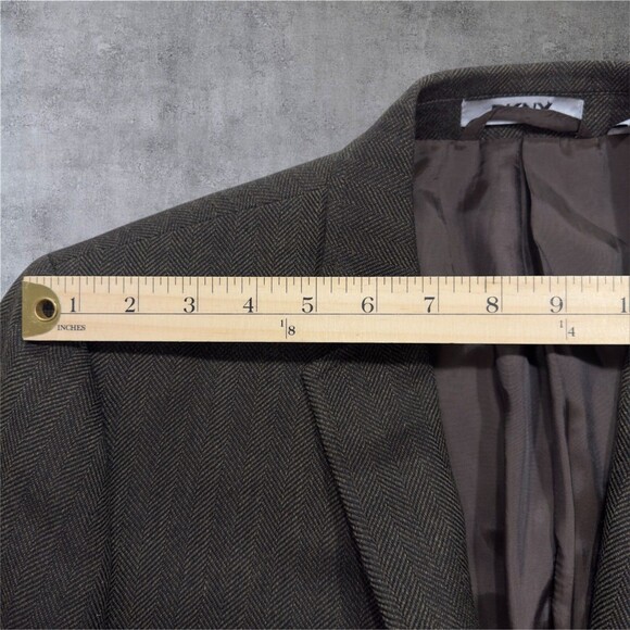 DKNY Mens Blazer Sport Coat Two Button Jacket 40R WOOL  Brown Herringbone Suits - Picture 7 of 16